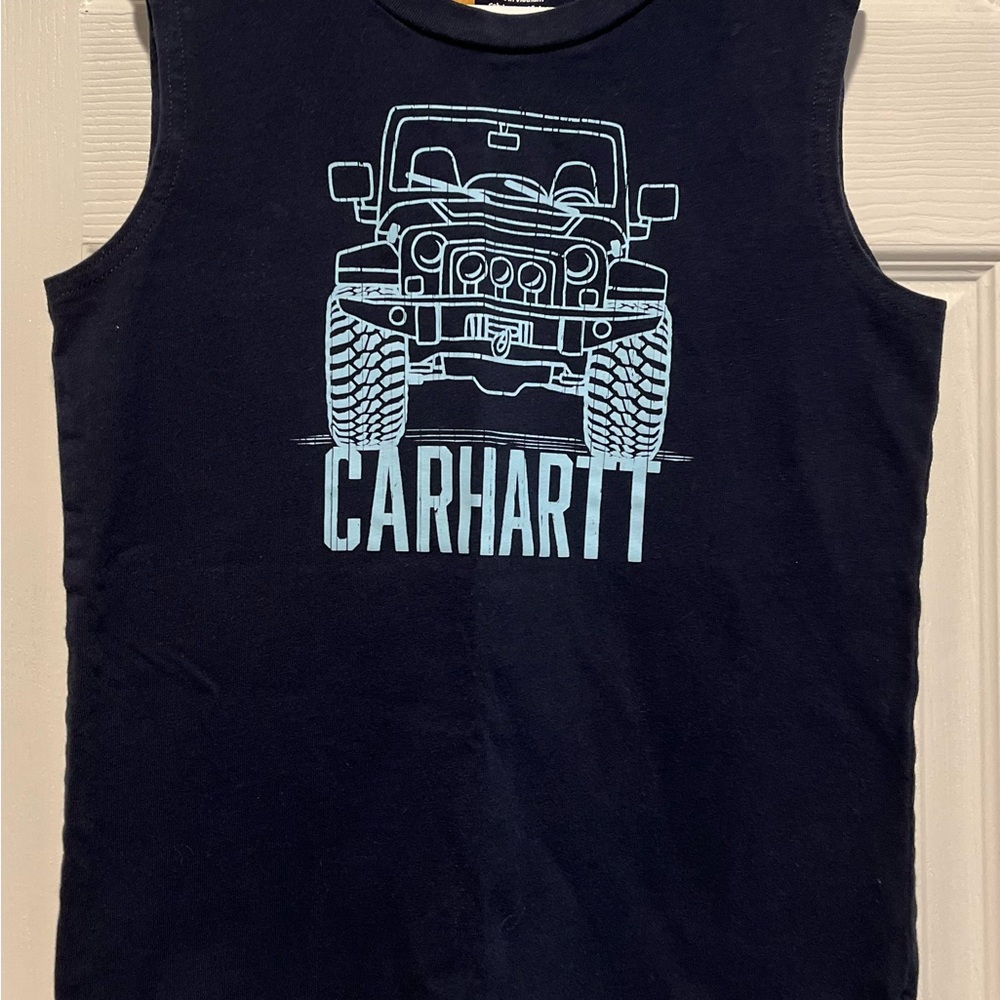 Carhartt Dark Blue Tank Top with Jeep Truck Design